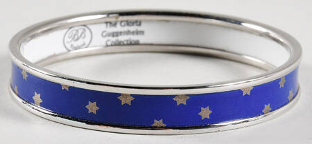 Halcyon Days Jewelry 1cm Blue & Silver Stars Bangle-Gigi  - Boxed