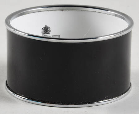Halcyon Days Jewelry 3.5cm Black & Silver Enamel Bangle-Small - Boxed