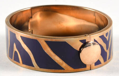 Halcyon Days Jewelry 2cm Hinged Purple Zebra Bangle - Boxed