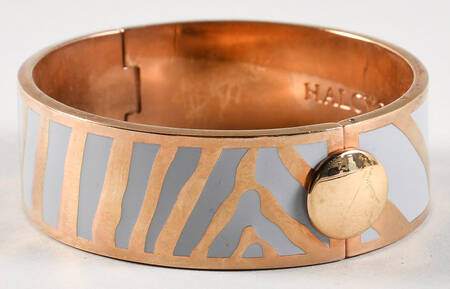 Halcyon Days Jewelry 2cm Hinged Grey Zebra Bangle - Boxed