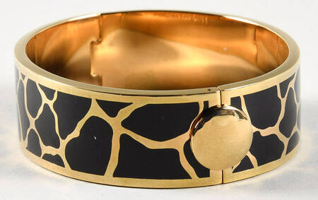 Halcyon Days Jewelry 2cm Hinged Giraffe & Gold Bangle - Boxed