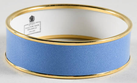 Halcyon Days Jewelry 2cm Blue & Gold Enamel Bangle-Medium - Boxed