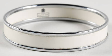 Halcyon Days Jewelry 1cm White & Silver Enamel Bangle-Small - Boxed