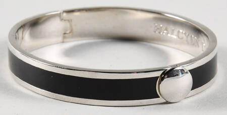 Halcyon Days Jewelry 1cm Black & Silver Palladium Bangle - Boxed
