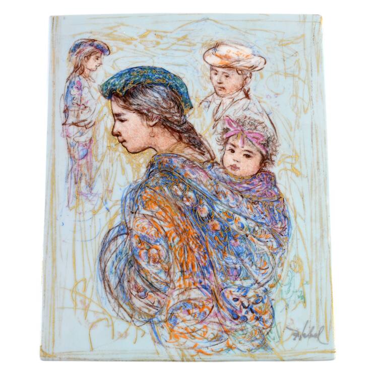 Hibel Lithograph Plaque Guatemalan Mother & Baby - No Box