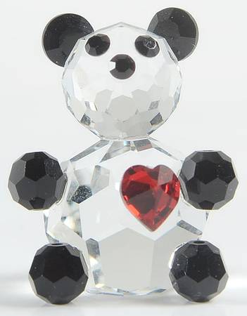 Iris Arc Crystal Figurines Panda Bear With Hear - Boxed