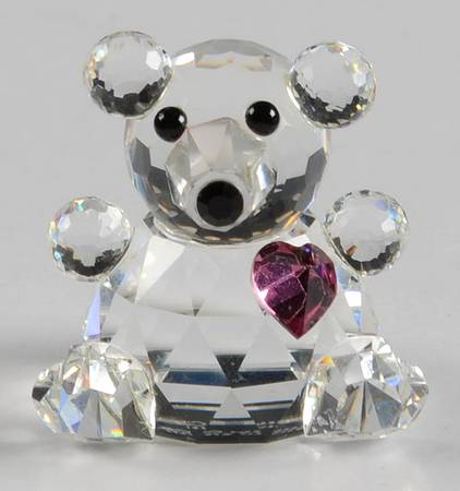 Iris Arc Crystal Figurines Teddy Bear With Pink Heart - No Box