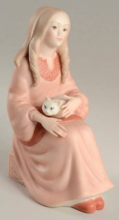 Ispanky Figurines Young Girl Holding Cat - No Box