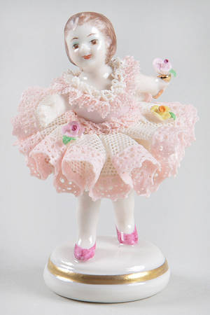 Irish Dresden Lace Figurines Annie Pink - Boxed