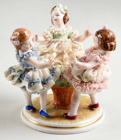 Irish Dresden Lace Figurines Ring A Ring A Rosie - With Box