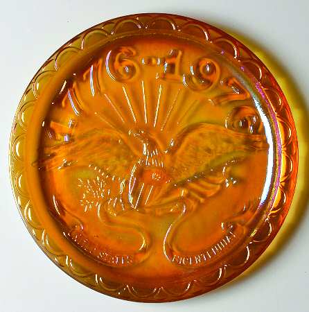 American Bicentennial American Eagle-Gold Carnival Glass - Boxed
