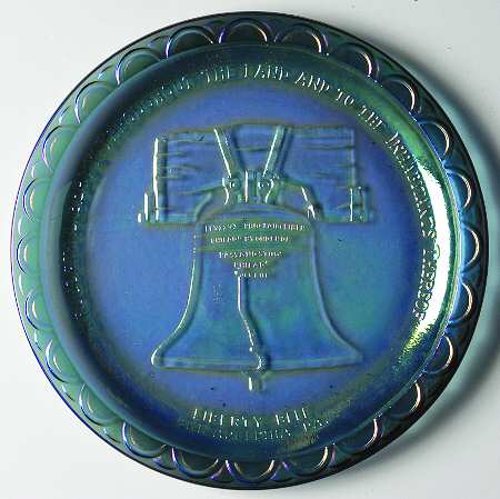 American Bicentennial Liberty Bell-Blue Carnival Glass - Boxed