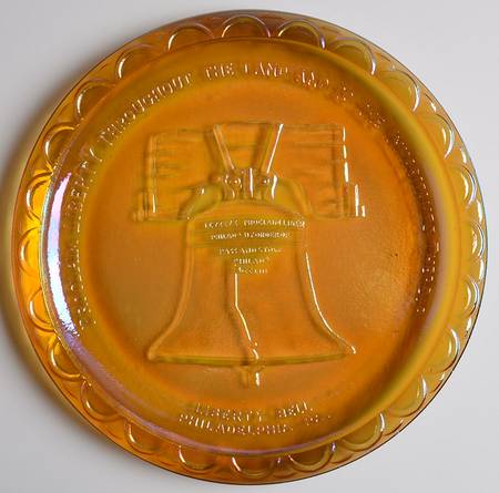 American Bicentennial Liberty Bell-Gold Carnival Glass - Boxed