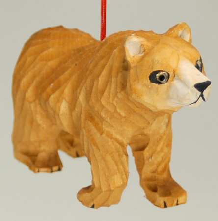 JWM Ornaments Brown Bear Wood - No Box