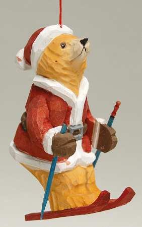 JWM Ornaments Bear On Skis Wood - No Box