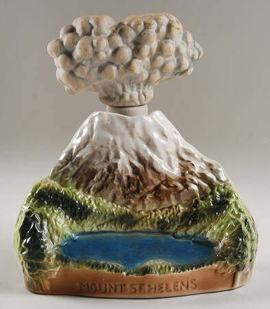 Jim Beam Decanter Mount St Helens-With Tube Of Ash - Boxed