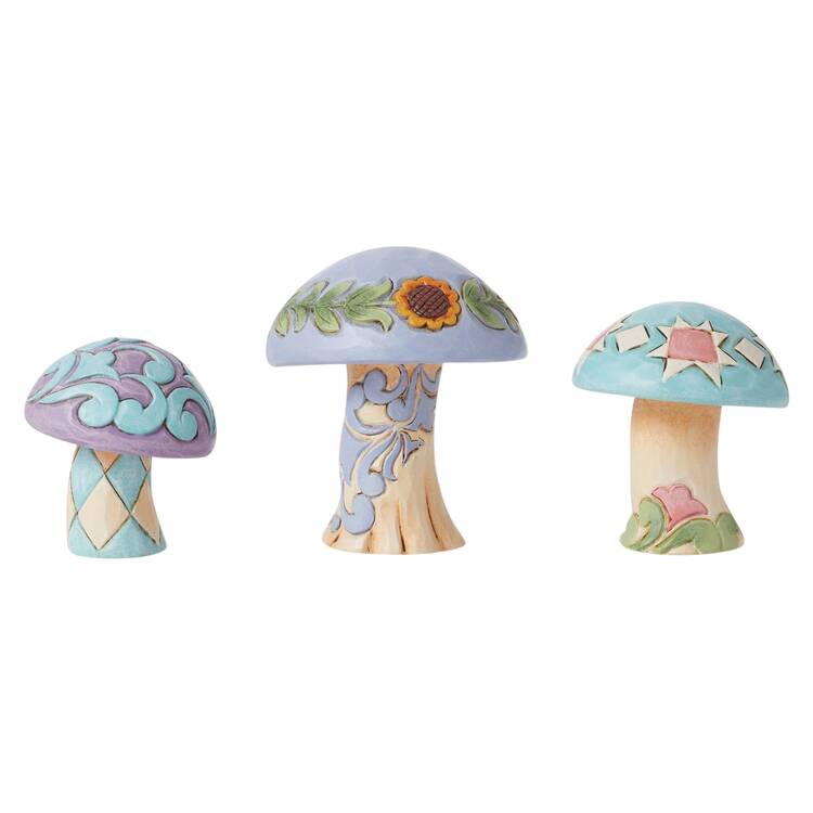 Jim Shore Figures Mushrooms Set Of 3  - Boxed
