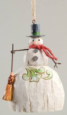 Folklore Ornaments Snowman With Broom - Boxed