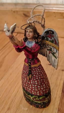 Angel Ornaments Angel With Dove - Red - No Box