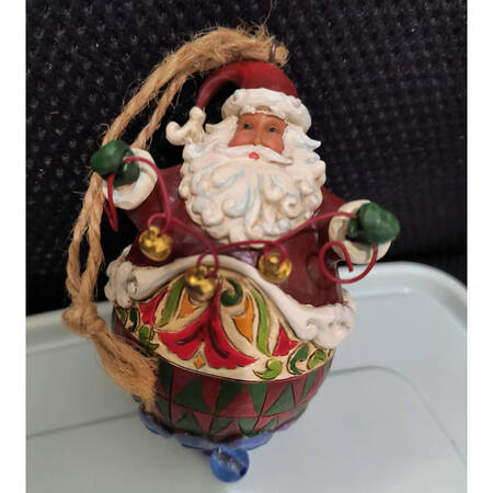 Santa Ornaments Roly Poly Santa & Bell Garland - Boxed