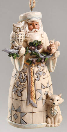 White Woodland Santa Ornaments Woodland Santa  - With Box
