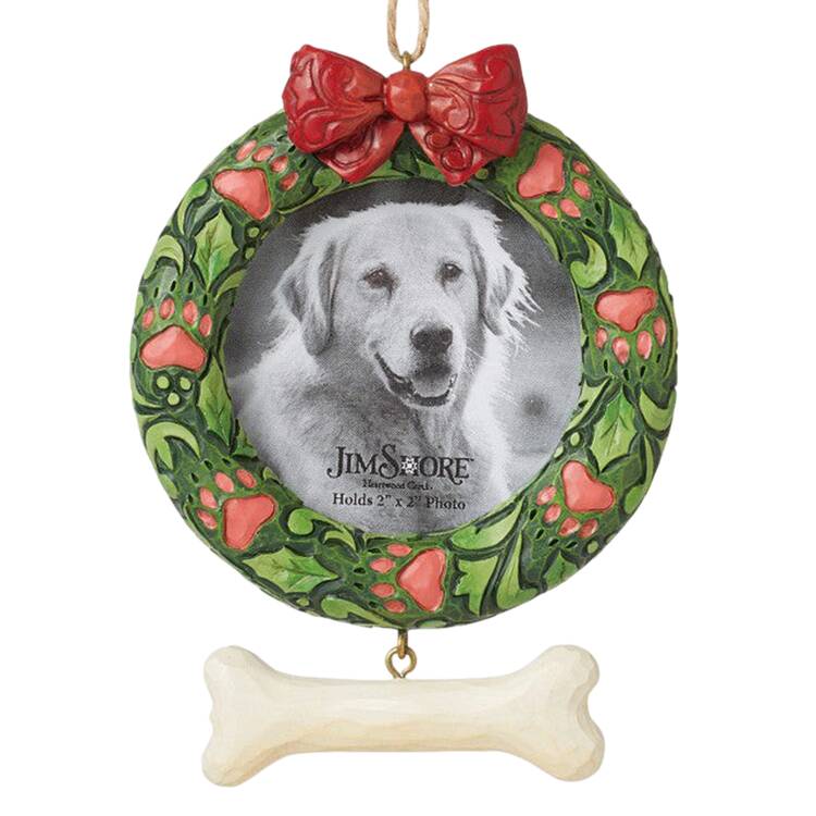 Christmas Ornaments Dog Pet Wreath Frame - Boxed