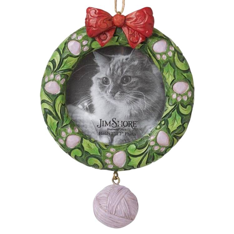 Christmas Ornaments Cat Pet Wreath Frame  - Boxed