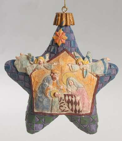 Nativity Ornaments Star With Nativity Scene - Boxed