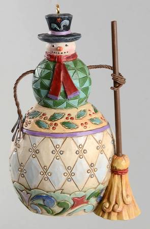 Snowman Ornaments Snowman With Broom - Boxed