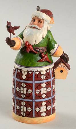 Santa Ornaments Santa With Cardinals - Boxed