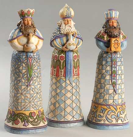 Blue Nativity Bearing Gifts - 3 Kings Set - Boxed