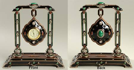 Jay Strongwater Figurine Pendulum Clock-Black - Boxed