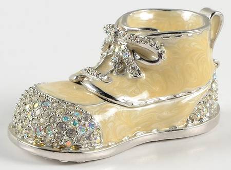 Jay Strongwater Figurine Baby Shoe Box-Cream - Boxed