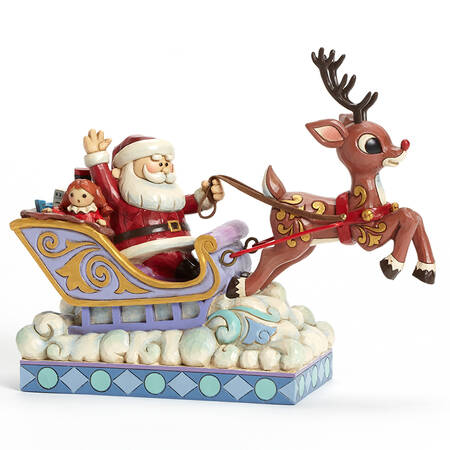 Rudolph the Red-Nosed Reindeer Traditions Rudolph Pulling Santa In Sleigh - Boxed