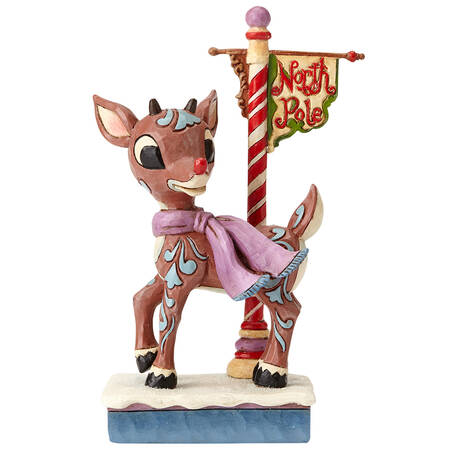 Rudolph the Red-Nosed Reindeer Traditions Rudolph With North Pole Sign - Boxed