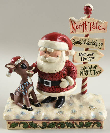 Rudolph the Red-Nosed Reindeer Traditions Rudolph & Santa Next To Sign - Boxed