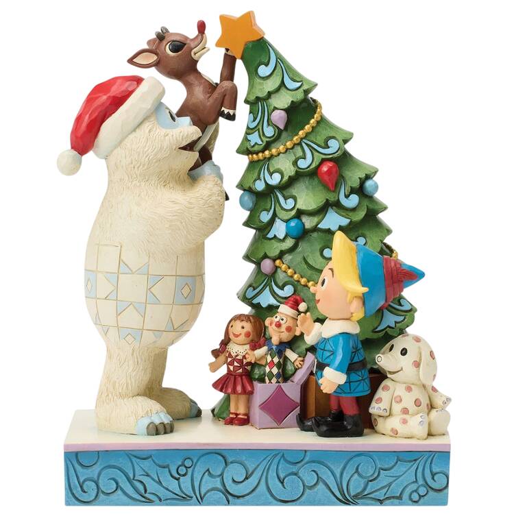 Rudolph the Red-Nosed Reindeer Traditions Bumble Holding Rudolph By Tree - Boxed