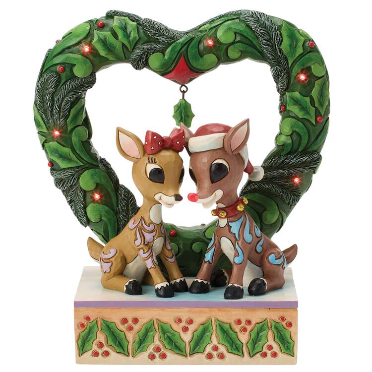 Rudolph the Red-Nosed Reindeer Traditions Rudolph And Clarice Heart Wreath  - Boxed