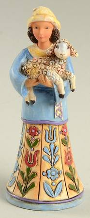 Blue Nativity - Small Shepherd Boy With Lamb - No Box