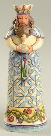 Blue Nativity - Small Wise Man With Bottle - No Box