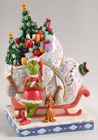 The Grinch - Dr Seuss Grinch & Max Standing By Sleigh - Boxed