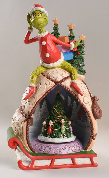 The Grinch - Dr Seuss Grinch With Lighted Rotating Scene - Boxed