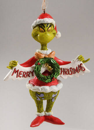 Grinch Ornaments Grinch Holding Banner - Boxed
