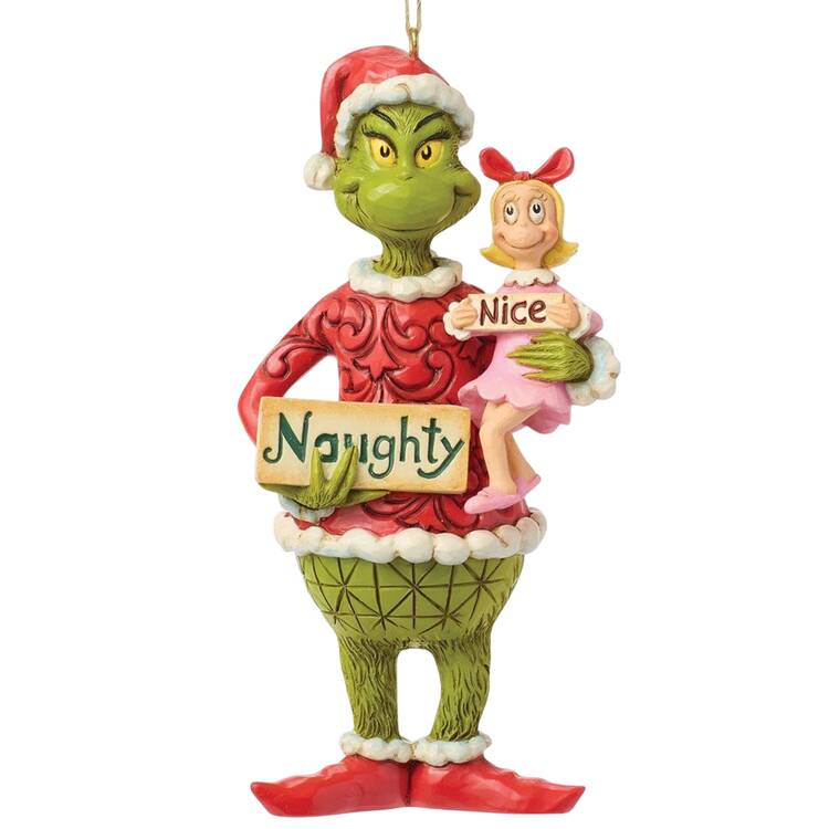 Grinch Ornaments Grinch And Cindy Lou With Sign - Boxed
