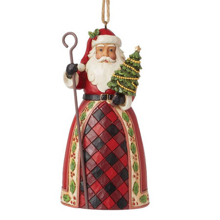 Highland Glen Ornaments Santa With Cane And Christmas Tree - Boxed