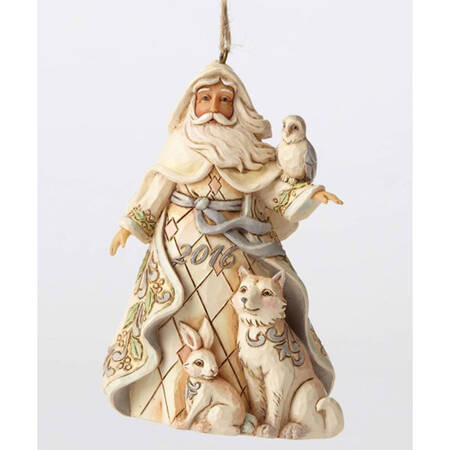 White Woodland Annual Ornaments Santa - With Box