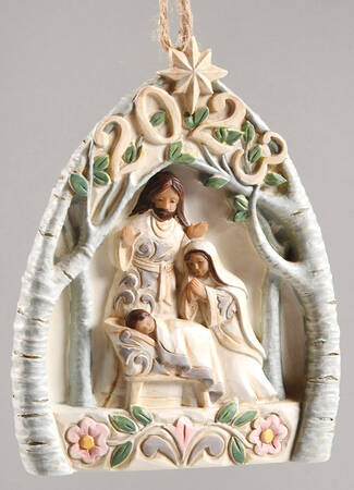 White Woodland Annual Ornaments Nativity - Boxed