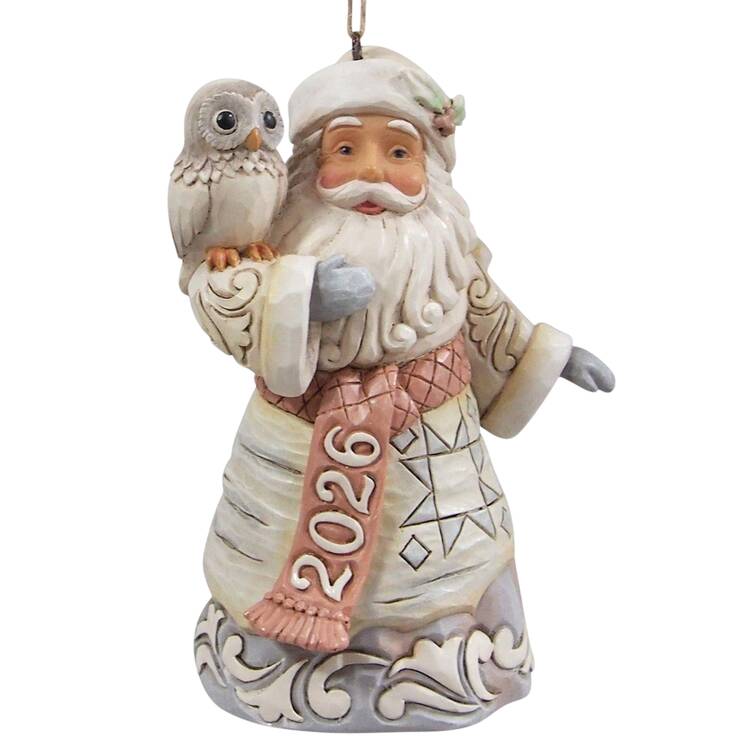 White Woodland Annual Ornaments Santa - Boxed