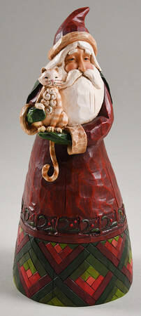 Classic Santas Santa With Cat - Red/Green - Boxed