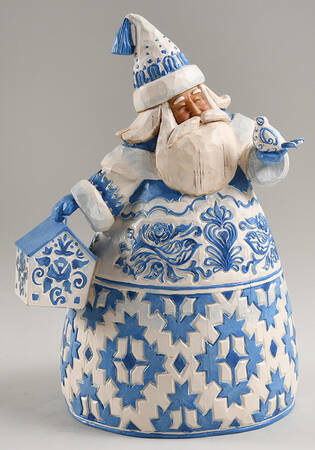 Classic Santas Blue Quilt Santa - Toile - Boxed